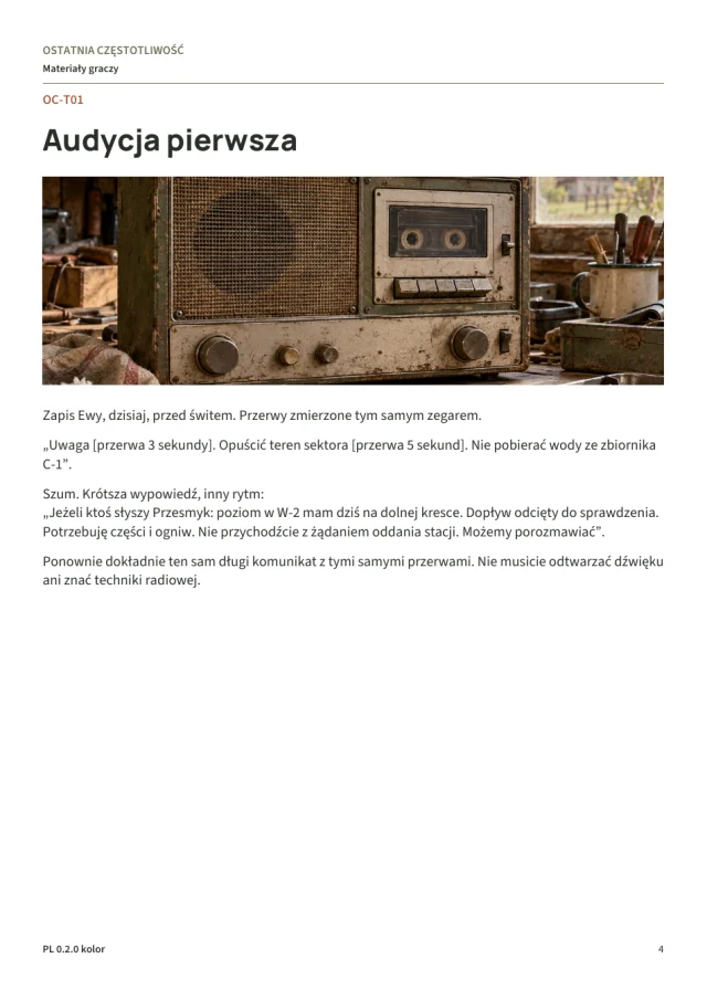 Podgląd materiałów gry Ostatnia częstotliwość · 2