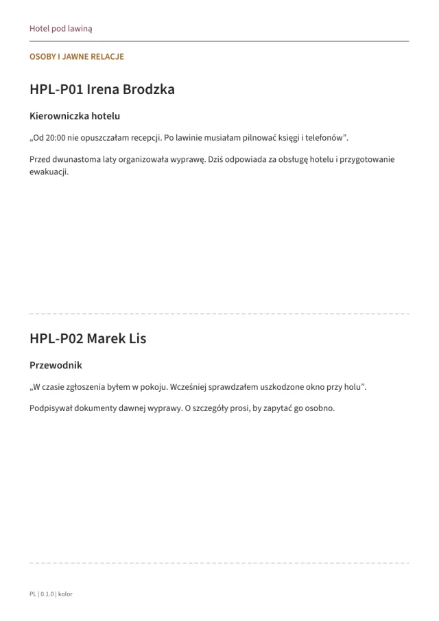 Podgląd materiałów gry Hotel pod lawiną · 2