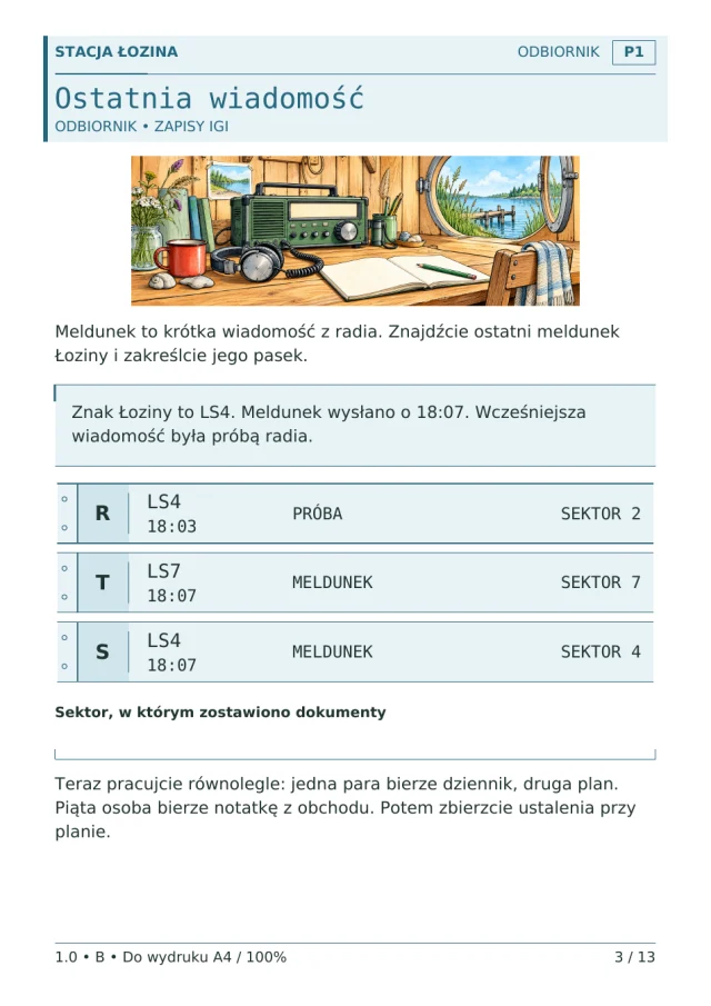 Podgląd materiałów gry Zaginiony sygnał · 1